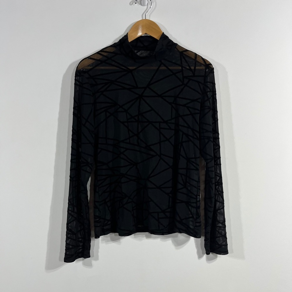 Kate Kasin Y2K Fairy Grunge Mesh Velvet Burnout Top Womens Large 90s Boho Witchy